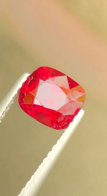 1.38 Ct Certified Natural Vivid Red Spinel – Untreated | Cushion Cut | VS Clarity | Burma Origin | AIG Certified