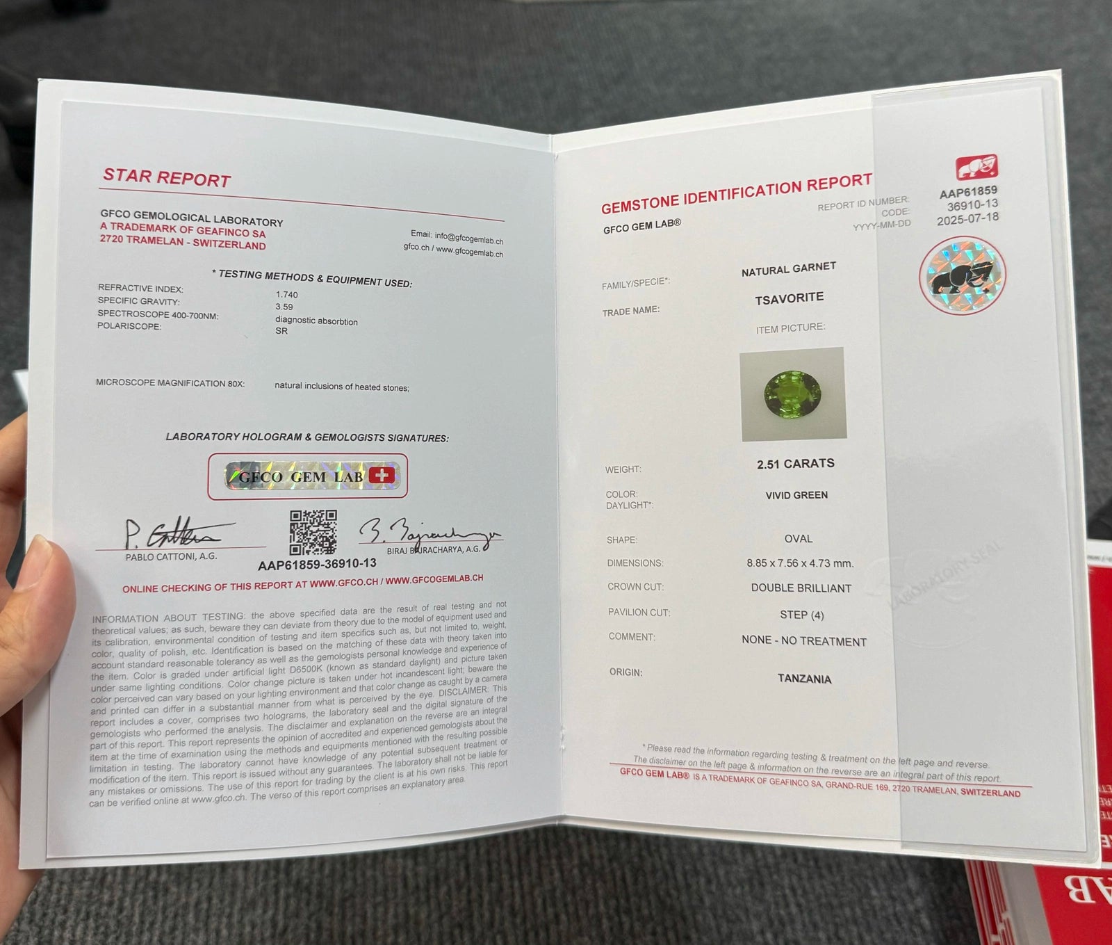 Certified Vivid Green Tsavorite Garnet – 2.51 Carats | Top Quality | Untreated | VVS Clarity | Tanzania Origin