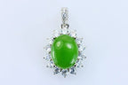 Certified Natural Type A Jadeite Pendant – 925 Sterling Silver | Vivid Green Oval Cut | Timeless Elegance for Women
