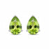 Natural peridot pear earrings set in 14K white gold with faceted gemstones and butterfly backings
