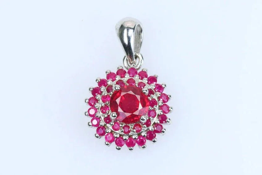 Certified Natural Ruby &amp; Pink Sapphire Pendant – 925 Sterling Silver | Elegant Round Cut | Gift-Ready for Women