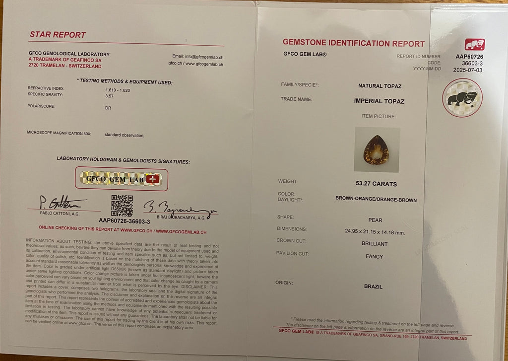 Certified Natural Imperial Topaz – 53.27 Carats
