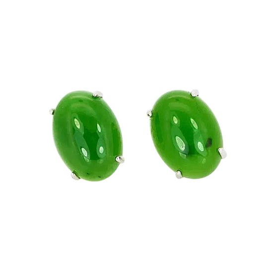 Certified 925 Sterling Silver Earrings with Natural Type A Jadeite | Vivid Green | Myanmar Origin