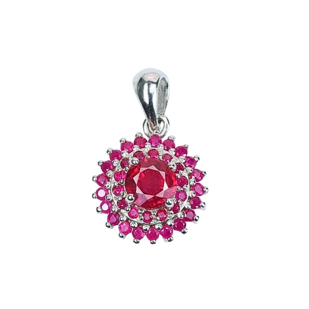 Certified Natural Ruby &amp; Pink Sapphire Pendant – 925 Sterling Silver | Elegant Round Cut | Gift-Ready for Women