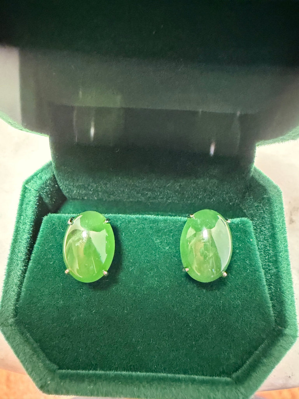Certified 925 Sterling Silver Earrings with Natural Type A Jadeite | Vivid Green | Myanmar Origin
