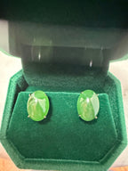 Certified 925 Sterling Silver Earrings with Natural Type A Jadeite | Vivid Green | Myanmar Origin