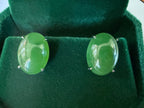 Certified 925 Sterling Silver Earrings with Natural Type A Jadeite | Vivid Green | Myanmar Origin
