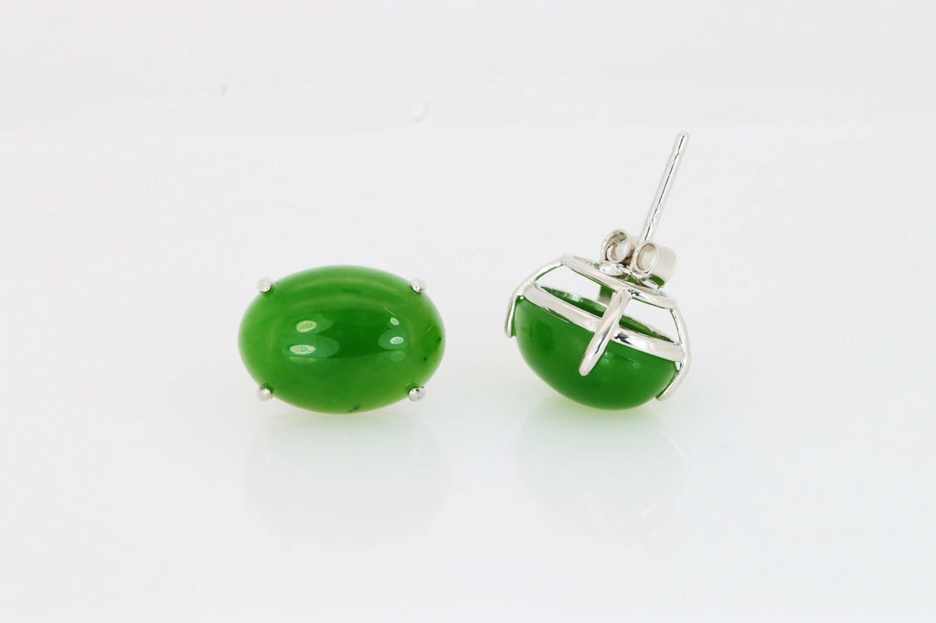 Certified 925 Sterling Silver Earrings with Natural Type A Jadeite | Vivid Green | Myanmar Origin