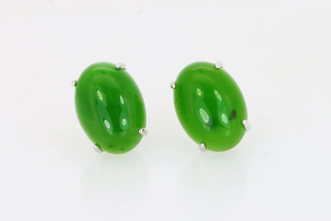 Certified 925 Sterling Silver Earrings with Natural Type A Jadeite | Vivid Green | Myanmar Origin