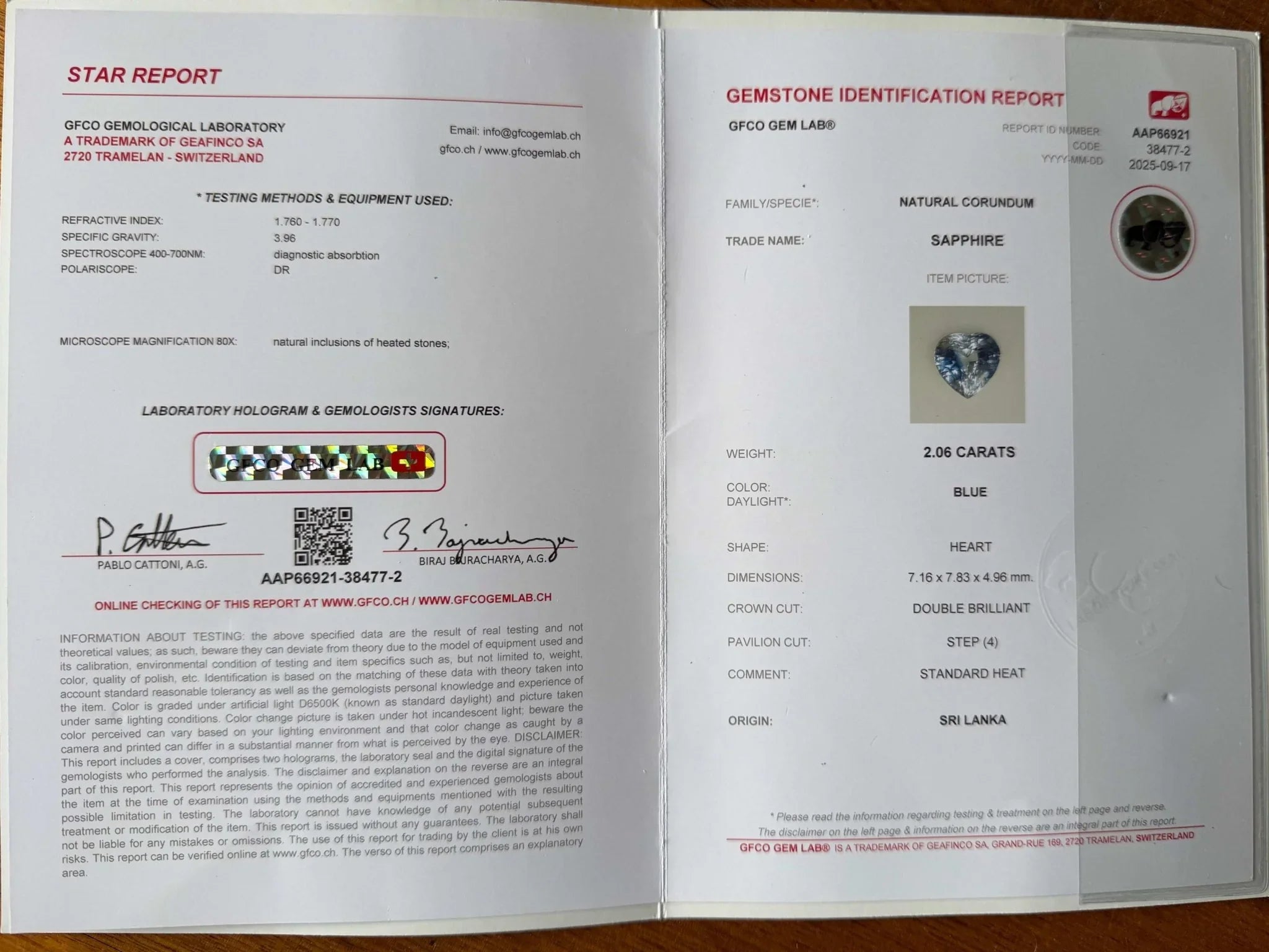 2.02 Ct Certified Blue Natural Sapphire – Heart Shape | Sri Lanka Origin - GAIA GEMS