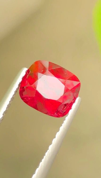 1.38 Ct Certified Natural Vivid Red Spinel – Untreated | Cushion Cut | VS Clarity | Burma Origin | AIG Certified
