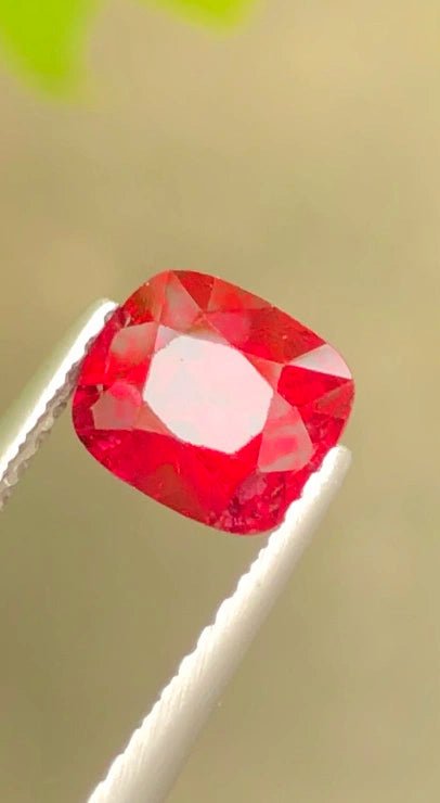 1.38 Ct Certified Natural Vivid Red Spinel – Untreated | Cushion Cut | VS Clarity | Burma Origin | AIG Certified