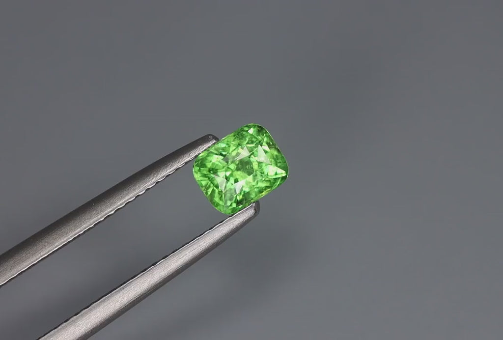 1.04 Ct Certified Tsavorite Garnet – Vivid Yellowish-Green | Cushion Cut | Tanzania Origin | Unheated | GFCO Certified