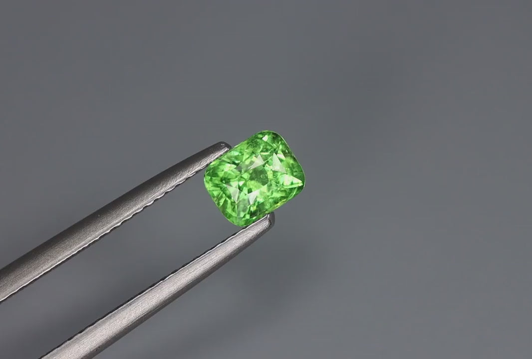 1.04 Ct Certified Tsavorite Garnet – Vivid Yellowish-Green | Cushion Cut | Tanzania Origin | Unheated | GFCO Certified