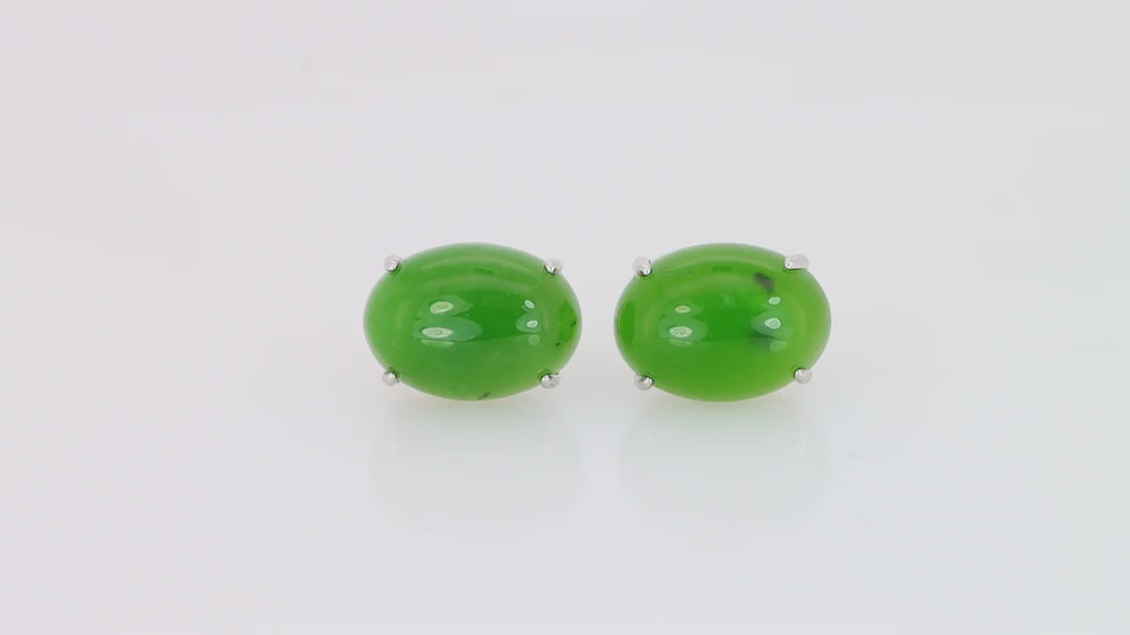 Certified 925 Sterling Silver Earrings with Natural Type A Jadeite | Vivid Green | Myanmar Origin