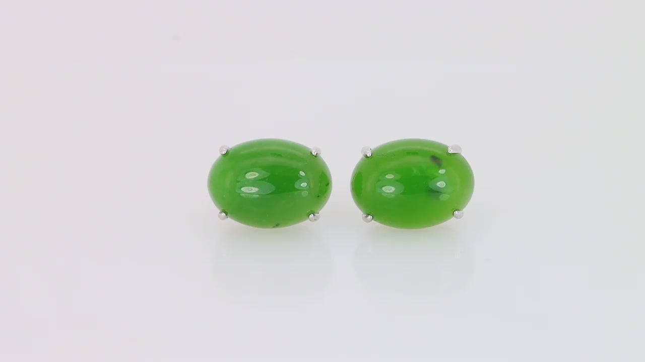 Certified 925 Sterling Silver Earrings with Natural Type A Jadeite | Vivid Green | Myanmar Origin
