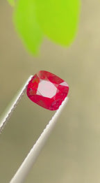 1.38 Ct Certified Natural Vivid Red Spinel – Untreated | Cushion Cut | VS Clarity | Burma Origin | AIG Certified