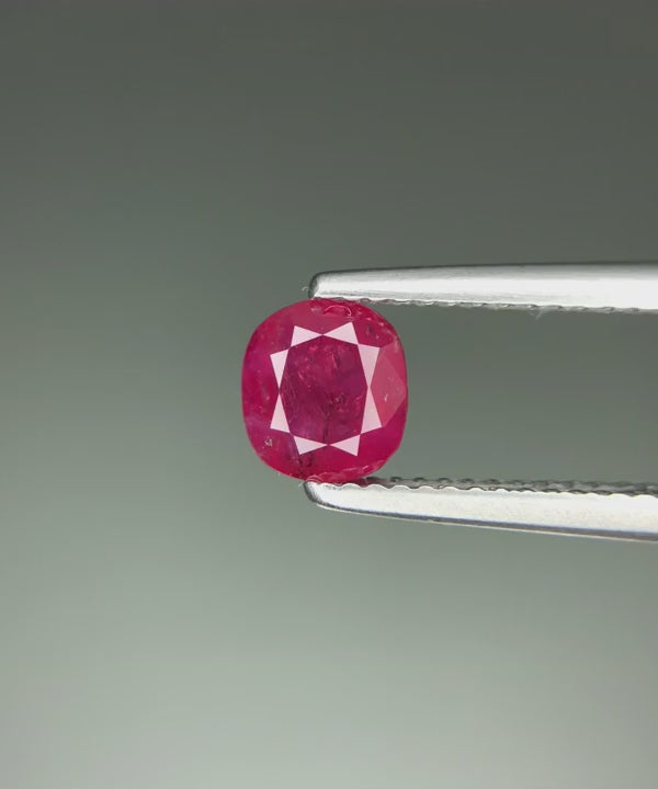 1.36 Ct Certified Natural Burmese Ruby – No Heat | Cushion Cut | Myanmar Origin | SI Clarity | AIG Certified