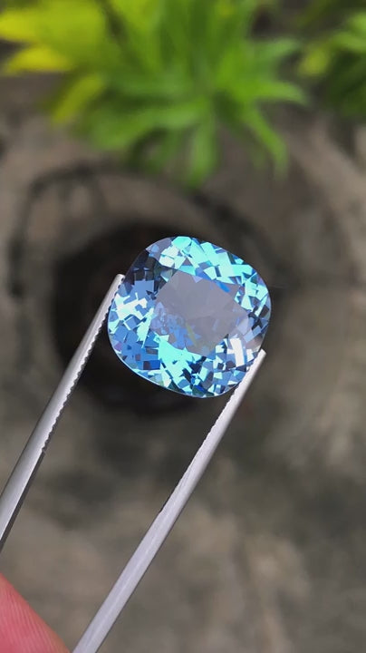 16.47 Ct Certified Santa Maria Aquamarine | Fancy Cut | Minas Gerais, Brazil | GFCO Certified