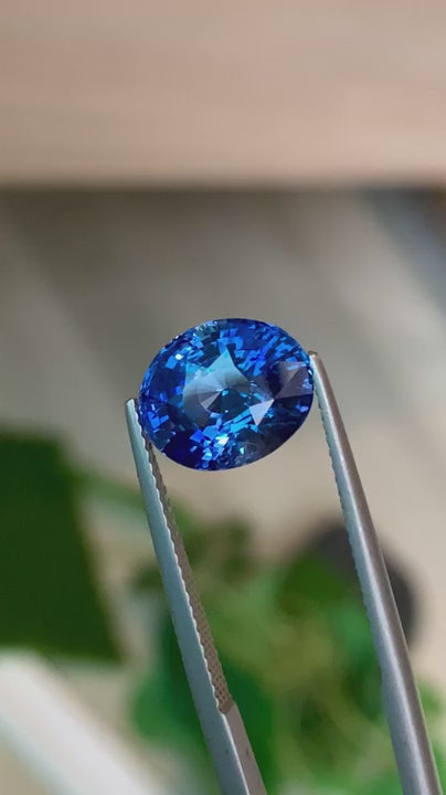 6.11 Ct Certified Natural Blue Sapphire – Cornflower Blue | Oval Cut | AIGS Certified | Fine Quality | Sri Lanka Origin | Heated